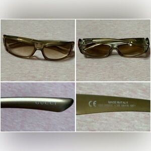 Gucci Olive-Tone Rectangular Women's Sunglasses